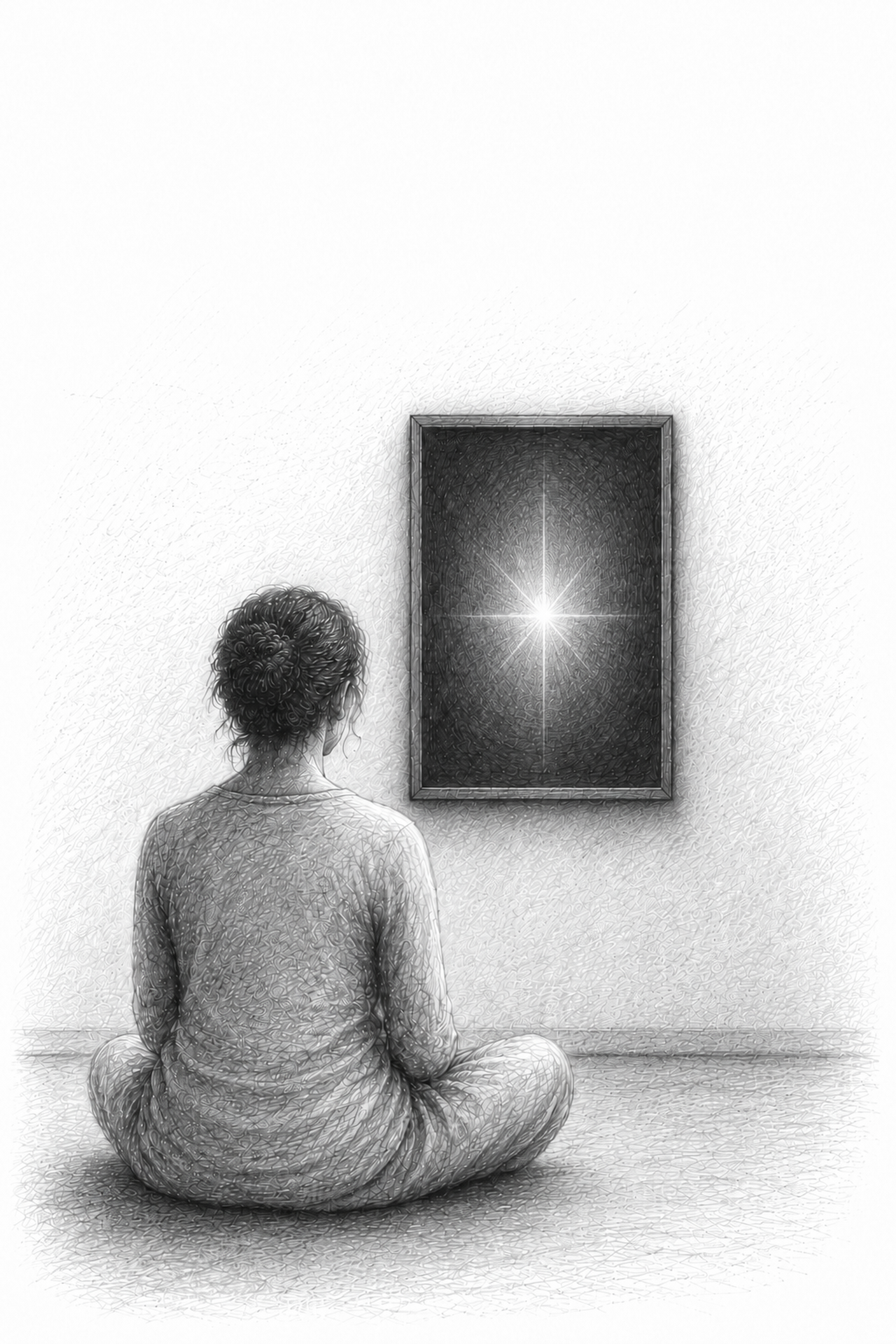 Ink illustration of a meditator